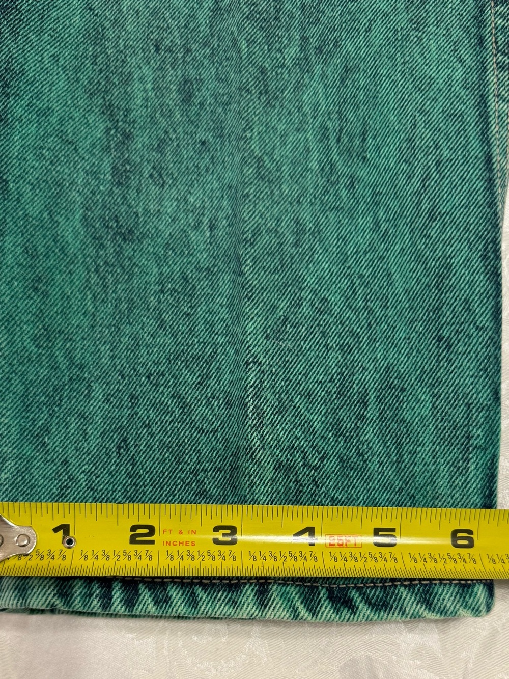 Vintage Slick Men's Denim Jeans, Size 32 x 32, Straight-Leg, Acid Wash Teal, Y2K - Picture 5 of 11